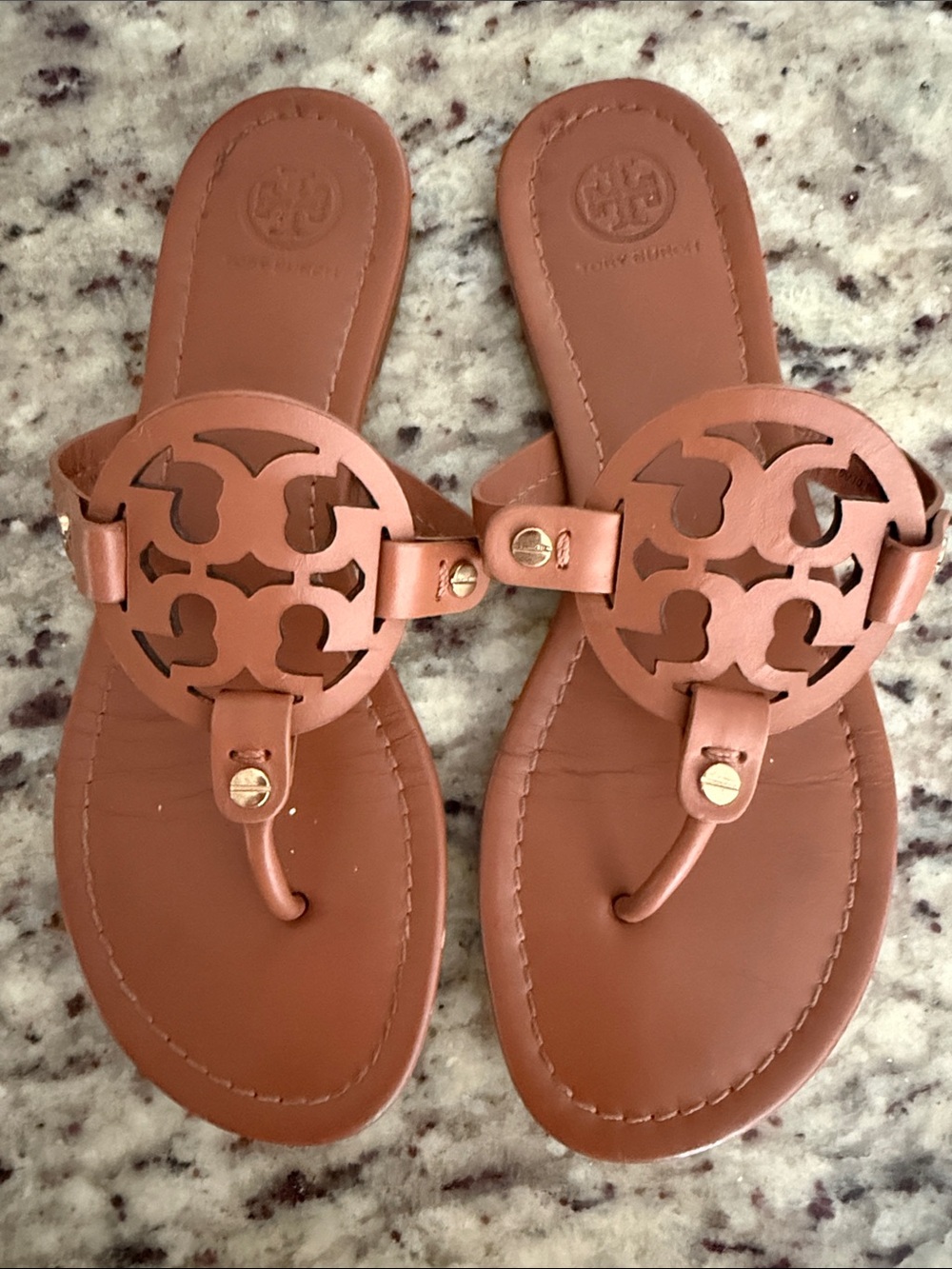 Tory Burch Miller Sandals Vintage Vachetta Size 7.5